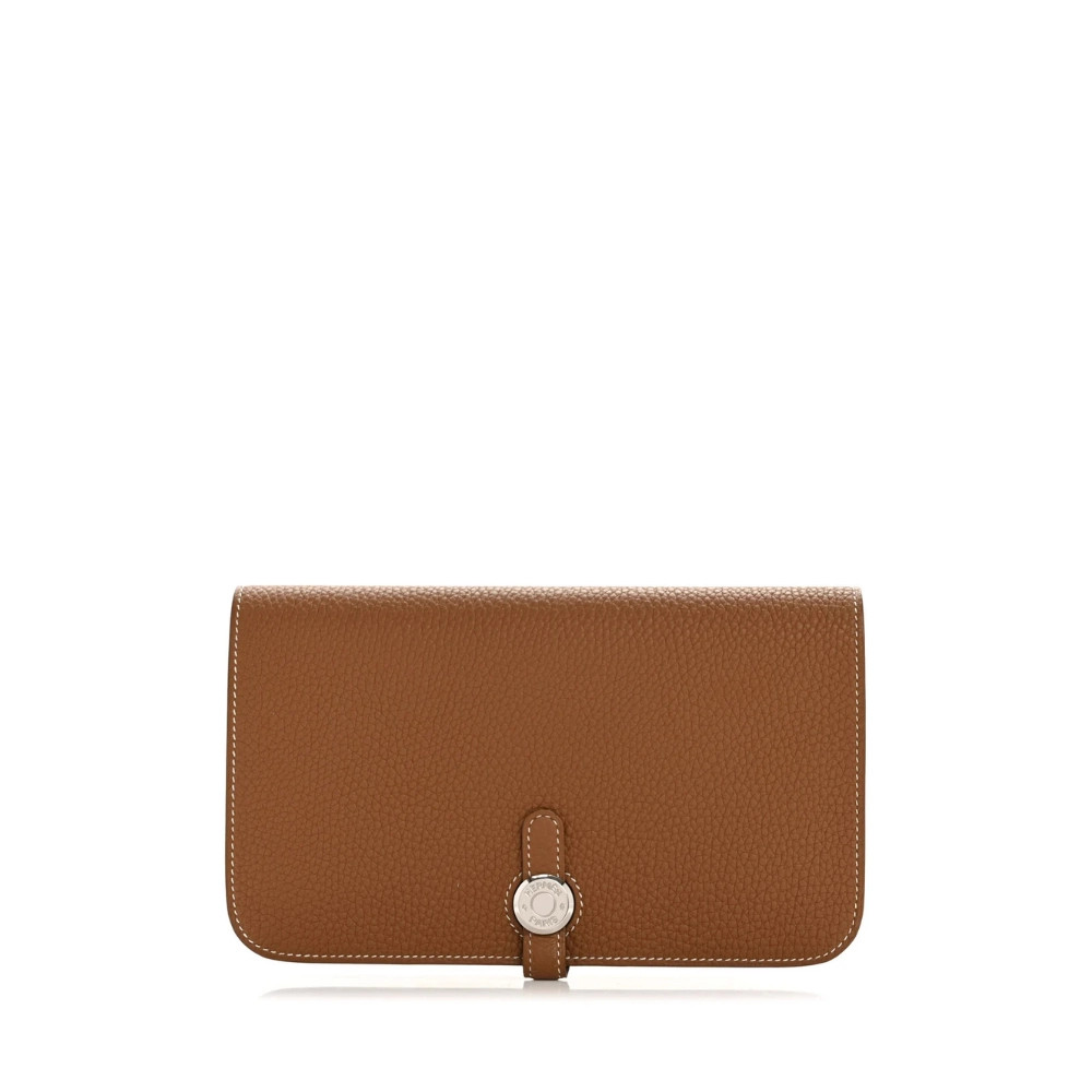 hermes-dogon-duo-wallet-brown-1 Dogon Duo Leather Flap Wallet - Image 1