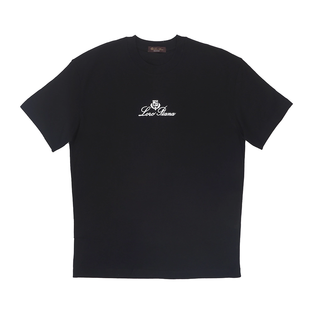M10-26-T.S-LORO-PIANA-Black-1 Loro Piana Crest Logo Embroidered T-Shirt - Image 1