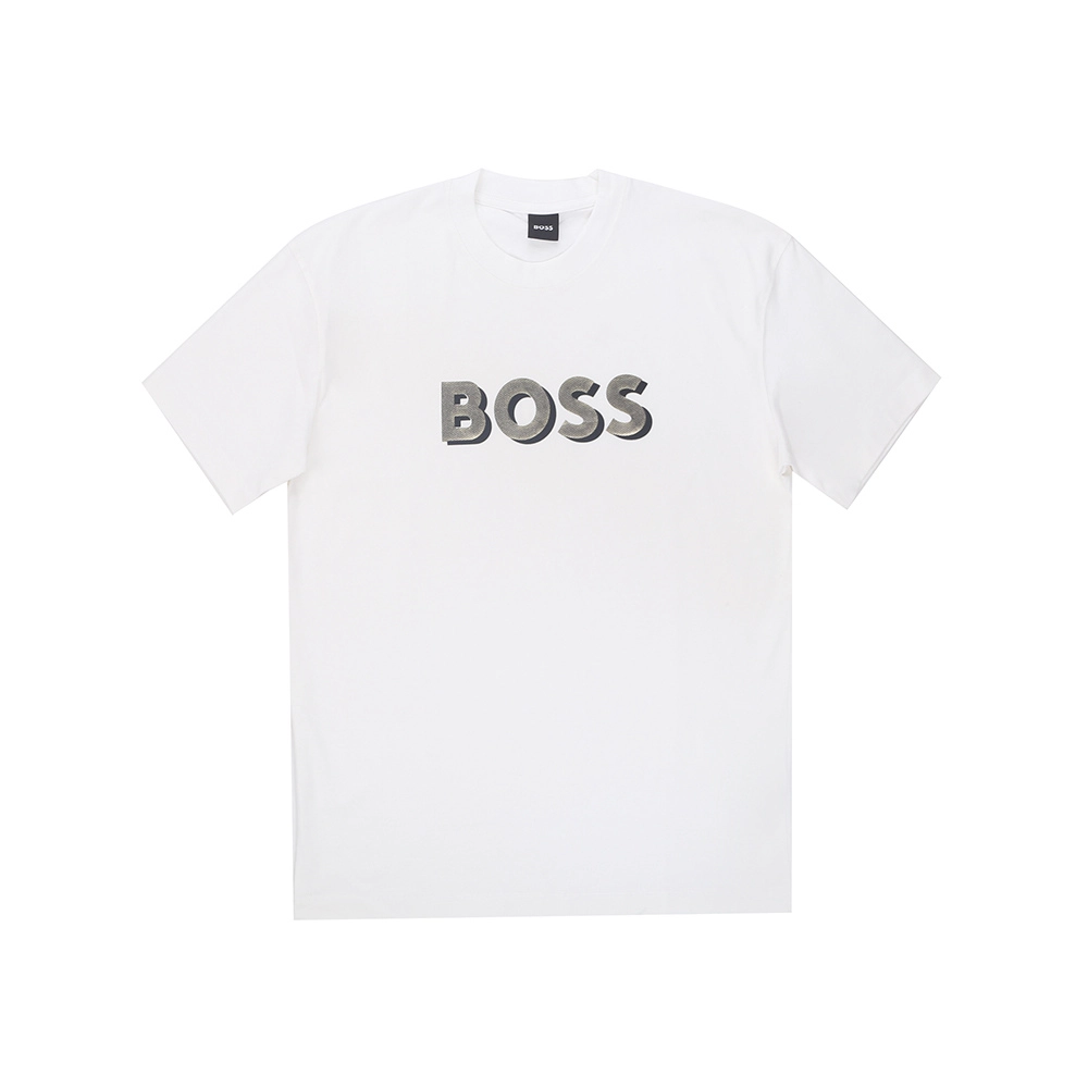 M17-26-T-S-BOSS-White-1 Boss Textured Logo Print T-Shirt - Image 1