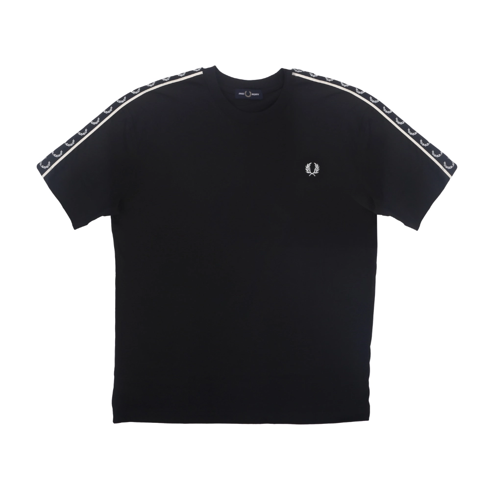 M32-26-T-S-FRED-PERRY-Black-1 Fred Perry Tape Trim Laurel Wreath T-Shirt - Image 1
