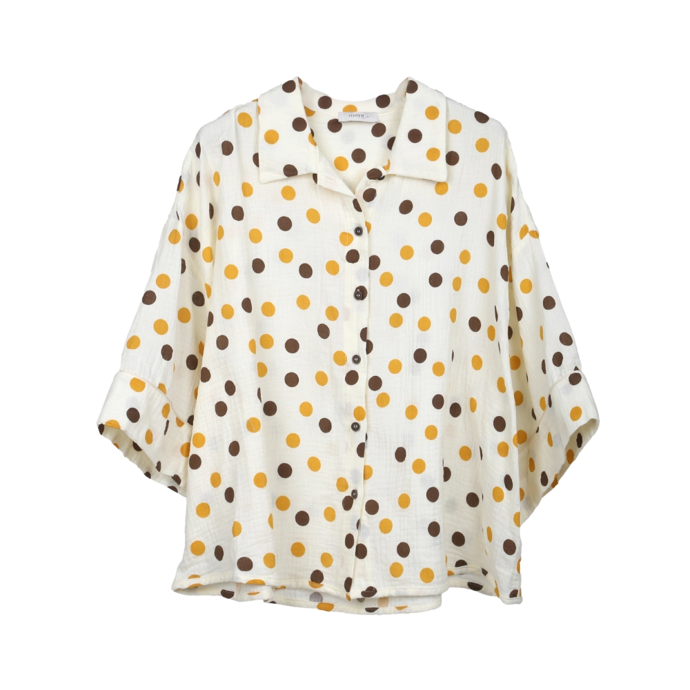 ML3545-SHIRT-GIOYA-Beig-1 Gioya Polka Dot Button-Down Shirt - Image 1