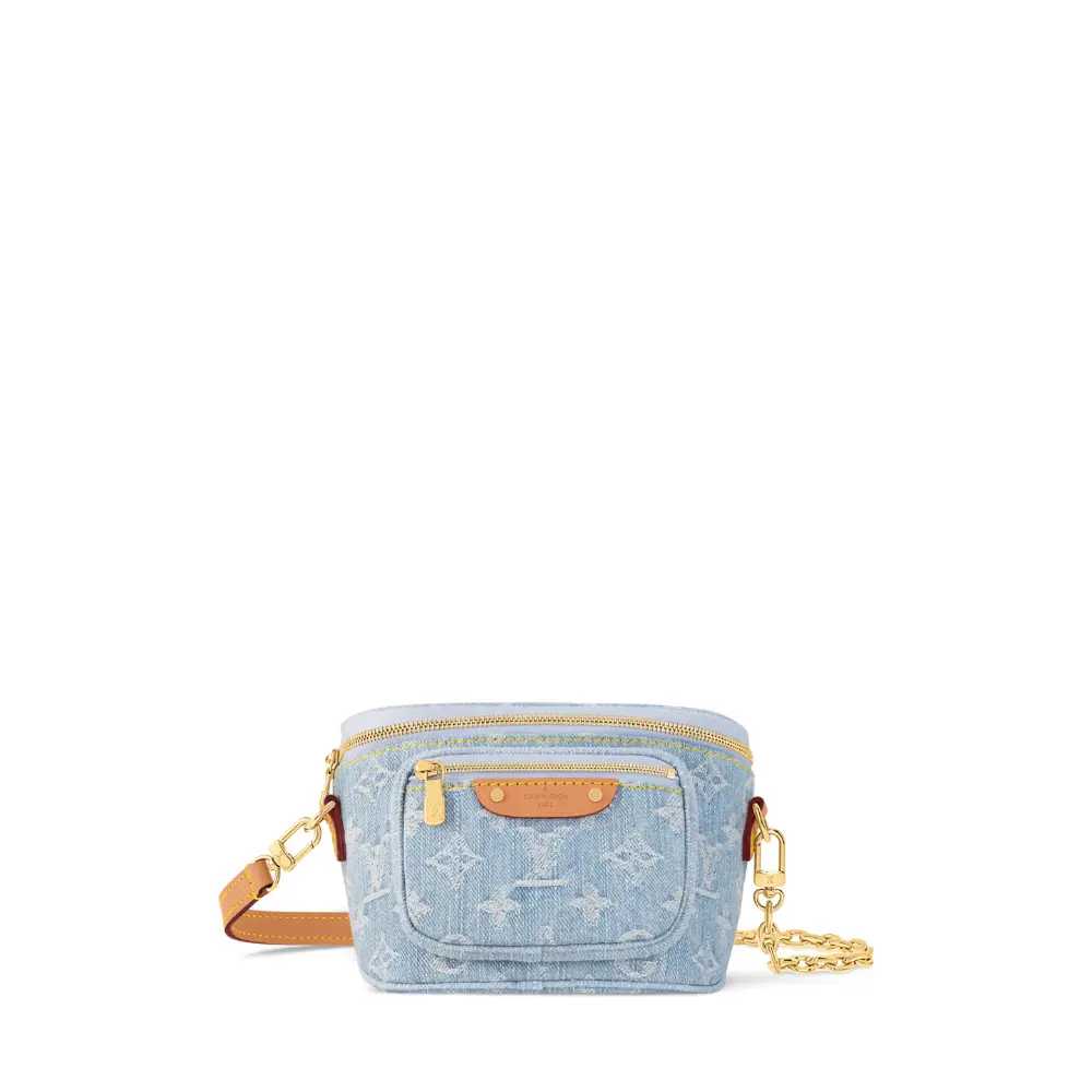Mini-Bumbag-Crossbody-Bag-Blue-Denim-1 Mini Bumbag Crossbody Bag - Image 1