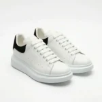 Alexander McQueen Oversized Low-Top Leather Sneakers - White / Black Suede Heel Tab - Image 2