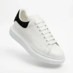 Alexander McQueen Oversized Low-Top Leather Sneakers - White / Black Suede Heel Tab - Image 3
