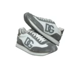Dolce & Gabbana Retro Suede & Leather DG Logo Sneakers Grey White - Image 2