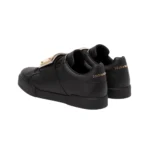 Dolce & Gabbana Portofino Leather Gold Plate Plate Sneakers Black - Image 4