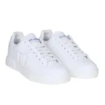 Dolce & Gabbana Portofino Embossed Leather Sneakers - All White - Image 2
