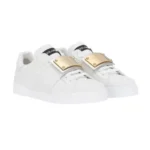 Dolce & Gabbana Portofino Leather Gold Metallic Plate White - Image 2