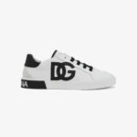 Dolce & Gabbana Portofino Calfskin DG Logo Sneakers White Black