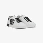 Dolce & Gabbana Portofino Calfskin DG Logo Sneakers White Black - Image 2