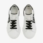 Dolce & Gabbana Portofino Calfskin DG Logo Sneakers White Black - Image 3