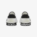 Dolce & Gabbana Portofino Calfskin DG Logo Sneakers White Black - Image 4