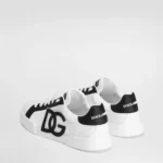 Dolce & Gabbana Portofino Calfskin DG Logo Sneakers White Black - Image 5