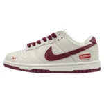 Nike Dunk Low Supreme Balenciaga Custom White Maroon - Image 4
