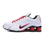 Nike Shox R4 White Metallic Silver Comet Red - Image 4