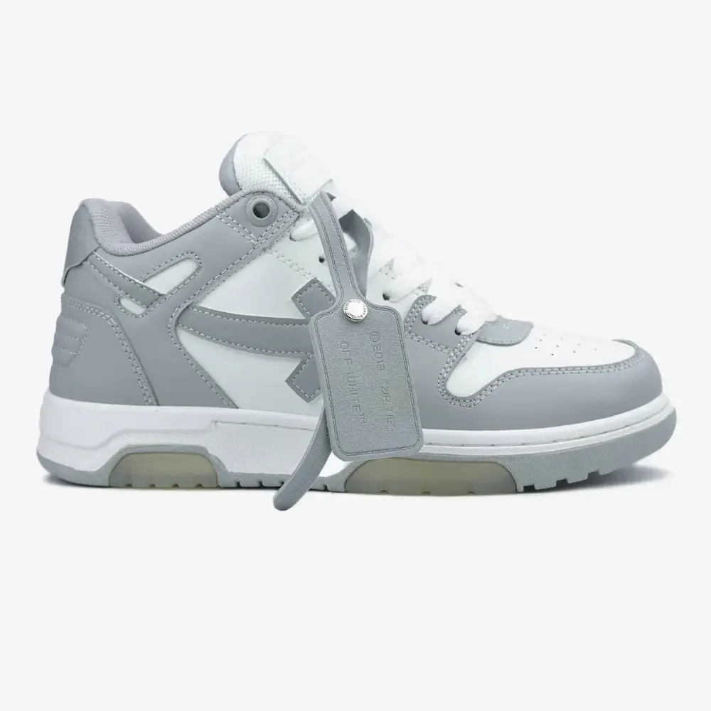 SMOF000200011-SHOES-OFF-WHITE-Grey-White-1 Off-White Out Of Office 'OOO' Low-Top Sneakers - Grey / White - Image 1