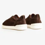 Zegna Triple Stitch Suede Low-Top Sneakers - Espresso Brown - Image 4