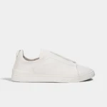 Zegna Triple Stitch Leather Low-Top Sneakers - Pure White