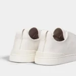 Zegna Triple Stitch Leather Low-Top Sneakers - Pure White - Image 3