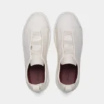 Zegna Triple Stitch Leather Low-Top Sneakers - Pure White - Image 4