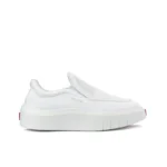 Prada Downtown Leather & Mesh Platform Slip-On White