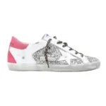 Golden Goose Superstar White & Silver Glitter Leopard Laces