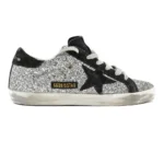 Golden Goose Superstar Silver Glitter & Black Star