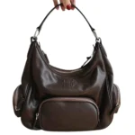 Pocket Washed Leather Hobo Shoulder Bag - Image 3